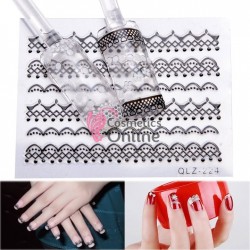 Stickere 3D Combinate  3DA17 Dantela Alba-Neagra, 6 folii